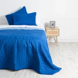 Cubrecama Homy 2 plazas azul – textura suave y moderna”