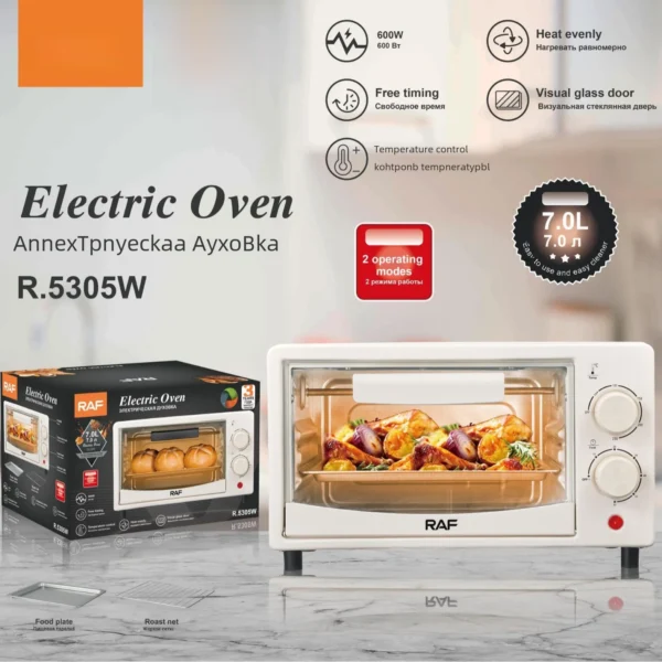 “Horno eléctrico RAF R5305W – compacto y funcional”